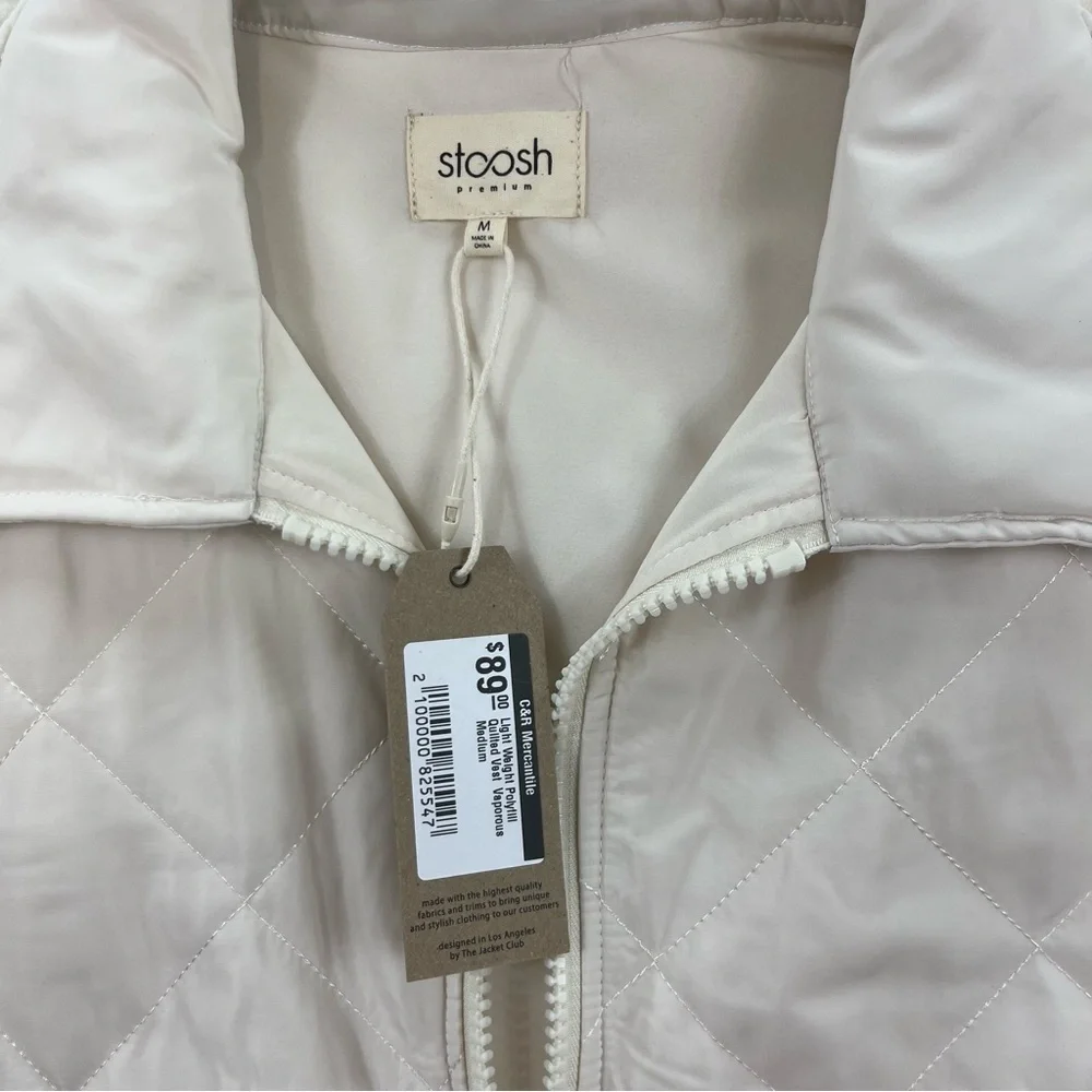 NWT Stoosh White Quilted Puffer Vest Size Medium